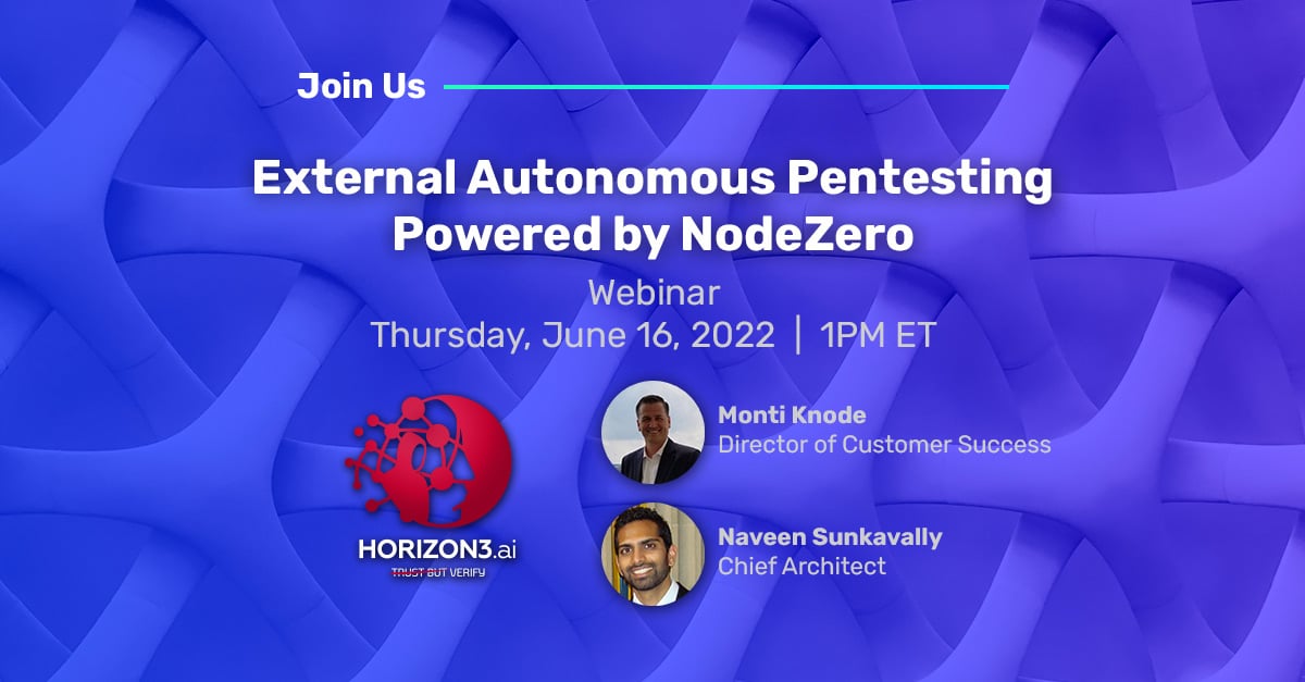 Nodezero Logo Webinar: External Autonomous Pentesting | Horizon3.ai