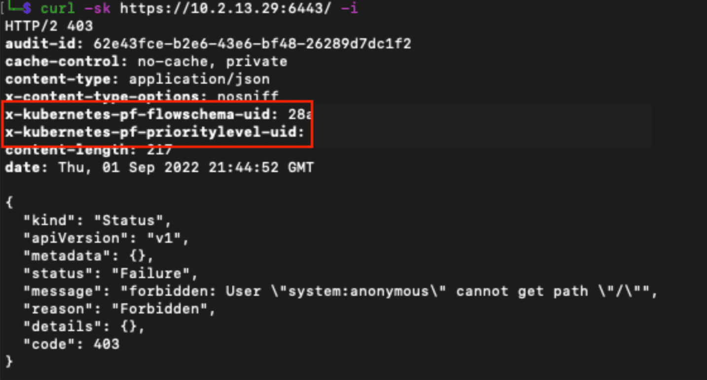 An additional request, asking ‘curl’ to display the response headers as well as the ‘-I' flag.