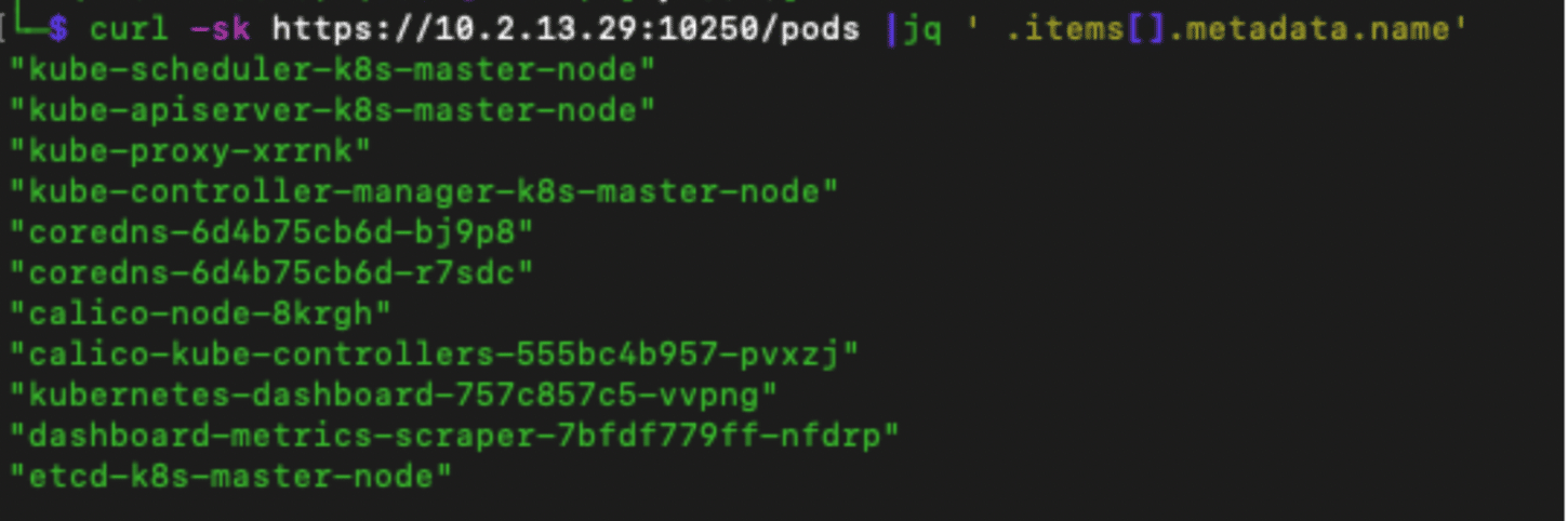 Using ‘jq’ to clean up the output and extract only pod names.
